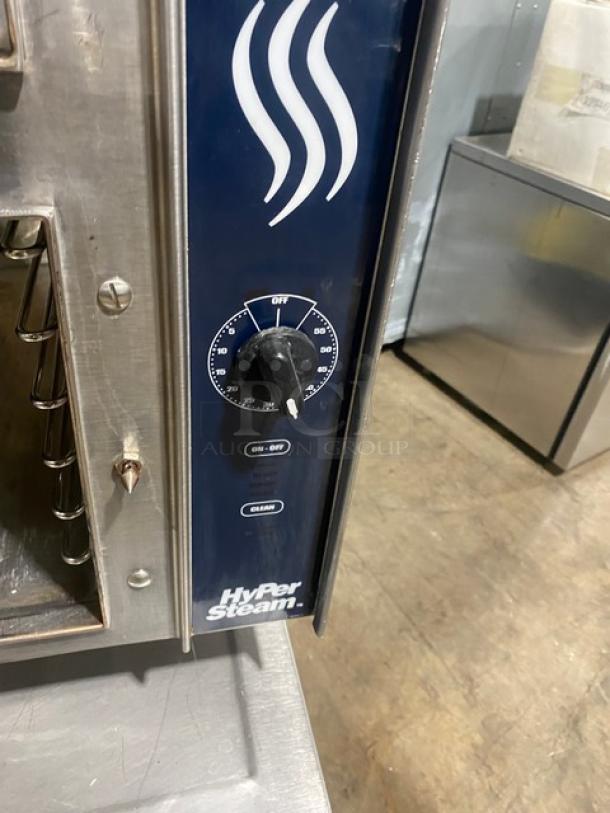 Groen HyPer-Steam Series Commercial Stainless Steel Electric Powered Double Compartment 6-Pan Convection Steamer! With Individual Controls! With Built-In Pan Holding Racks! Model: HY-6E SN: J77943-1-1 M12! 208V! On Bullet Feet Legs! - Image 7 of 9