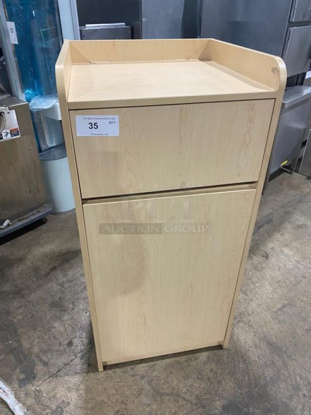 Commercial Wooden Style Enclosed Receptacle Cabinet! With Black Trash/Waste Bin! ALL ONE MONEY! - Image 1 of 6
