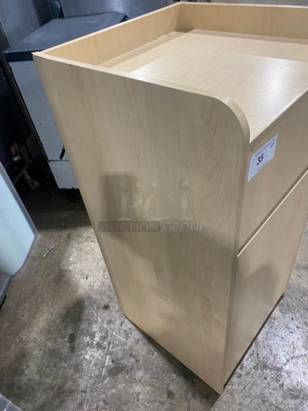Commercial Wooden Style Enclosed Receptacle Cabinet! With Black Trash/Waste Bin! ALL ONE MONEY! - Image 2 of 6