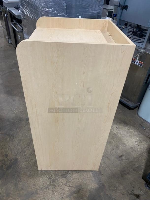 Commercial Wooden Style Enclosed Receptacle Cabinet! With Black Trash/Waste Bin! ALL ONE MONEY! - Image 3 of 6