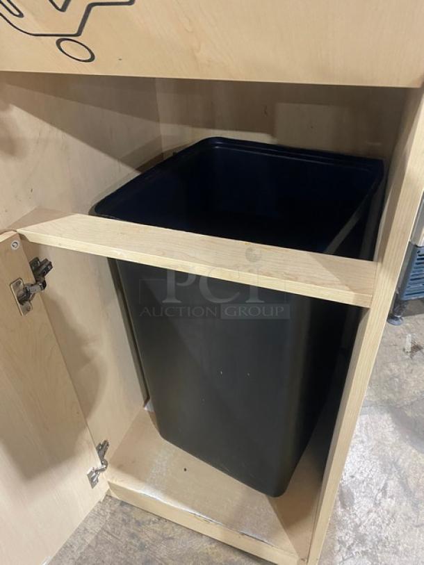 Commercial Wooden Style Enclosed Receptacle Cabinet! With Black Trash/Waste Bin! ALL ONE MONEY! - Image 5 of 6
