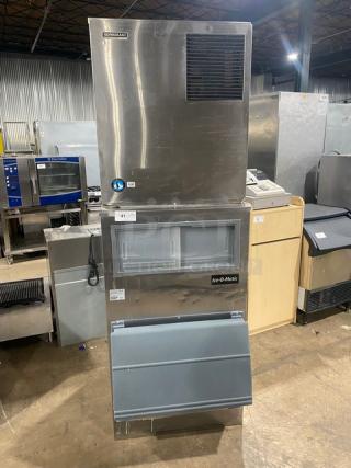 Hoshizaki Commercial Stainless Steel Modular Ice Making Machine Head! Model: F-2000MRF SN: H00023J! 208-230V 1 Phase! On Ice-O-Matic Commercial Stainless Steel Ice Storage Bin! With Upper Sliding Door Flow Control! With Heavy Duty Lift-Up Style SmartGATE! Model: B700-30 SN: E93960-22615! ALL ONE MONEY!