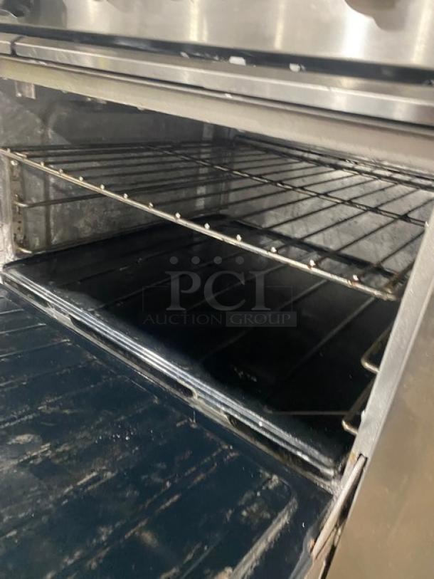 U.S. Range Commercial Stainless Steel Natural Gas Powered 6 Burner Range/Oven Combo! With Back Splash & Overhead Salamander Shelf! With Wire Oven Rack! Model: U36-6R SN: 2006100100185! On Casters! - Image 7 of 11