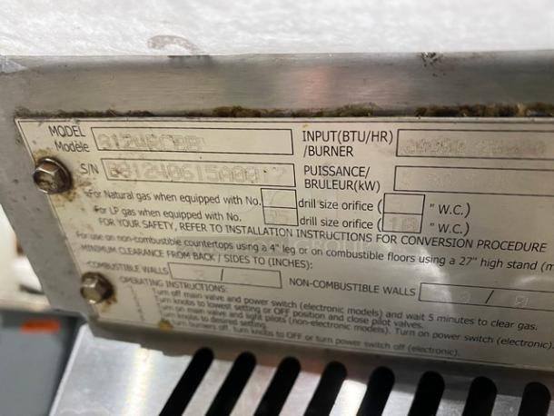 Star UltraMax Series Commercial Stainless Steel Natural Gas Powered Radiant Char Broiler Grill! Model: 8124RCBB SN: B81240615A0017! With Single Shelf Equipment Stand! On Legs! Working When Removed! - Image 10 of 10