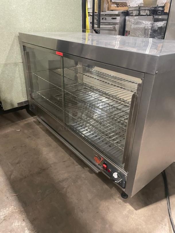 Nemco Commercial Stainless Steel Electric Powered Countertop 2-Tier Heated Display Show Case! With Wire Racks! With Rear Access Sliding Doors! On Legs! - Image 3 of 7