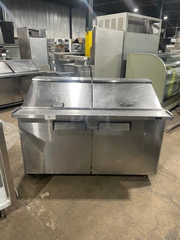 Turbo Air Commercial Stainless Steel 2 Door Refrigerated Bain Marie Style Mega Top Salad/Sandwich Prep Table! With Poly Coated Wire Rack! Model: MST-60-24-N! 115V! On Casters! - Image 1 of 9