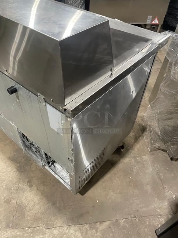 Turbo Air Commercial Stainless Steel 2 Door Refrigerated Bain Marie Style Mega Top Salad/Sandwich Prep Table! With Poly Coated Wire Rack! Model: MST-60-24-N! 115V! On Casters! - Image 4 of 9