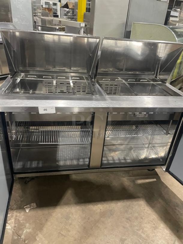 Turbo Air Commercial Stainless Steel 2 Door Refrigerated Bain Marie Style Mega Top Salad/Sandwich Prep Table! With Poly Coated Wire Rack! Model: MST-60-24-N! 115V! On Casters! - Image 5 of 9
