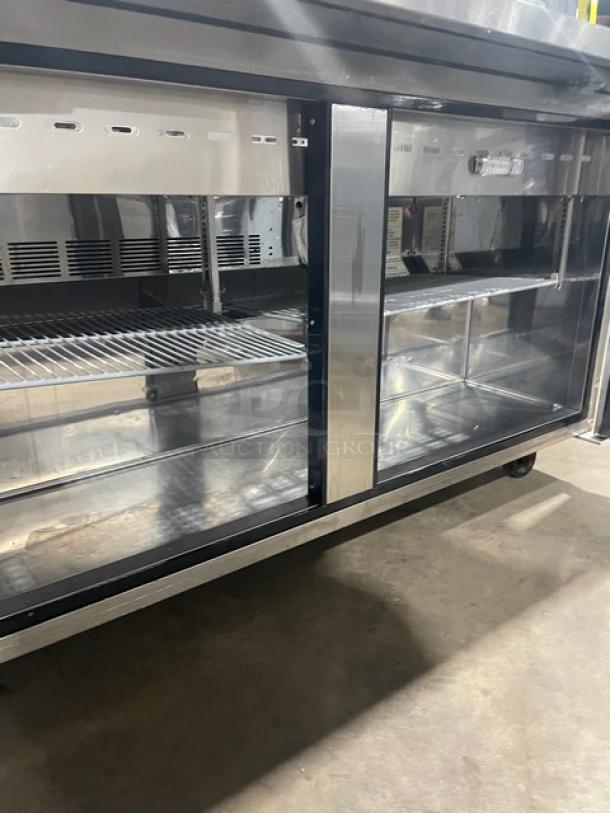 Turbo Air Commercial Stainless Steel 2 Door Refrigerated Bain Marie Style Mega Top Salad/Sandwich Prep Table! With Poly Coated Wire Rack! Model: MST-60-24-N! 115V! On Casters! - Image 6 of 9