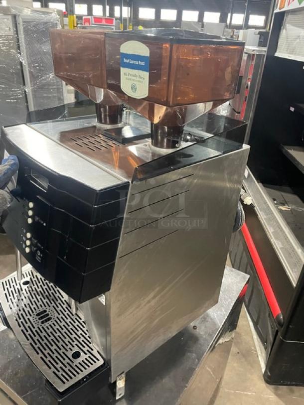 Schaerer Starbucks Style Commercial Stainless Steel Electric Powered Countertop Super Automatic Espresso Machine! With Hot Water Dispenser & Steam Wand! With Hoppers! Model: Verisimo 701 SN: 0441426865! 210V! On Legs! - Image 2 of 9