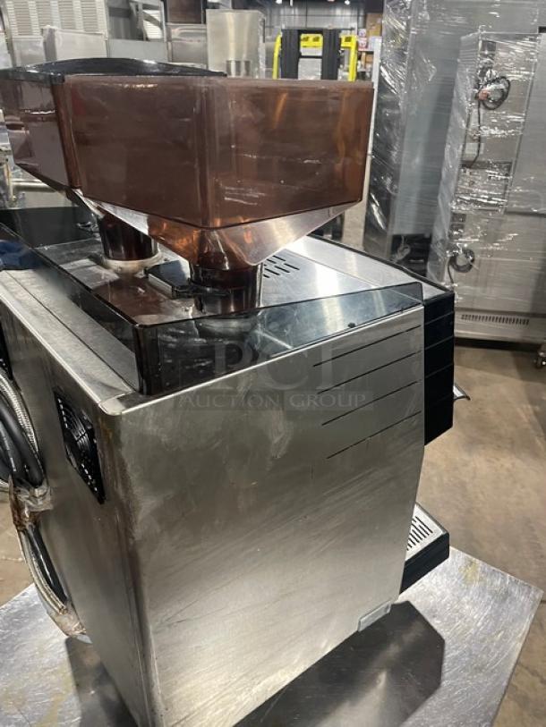 Schaerer Starbucks Style Commercial Stainless Steel Electric Powered Countertop Super Automatic Espresso Machine! With Hot Water Dispenser & Steam Wand! With Hoppers! Model: Verisimo 701 SN: 0441426865! 210V! On Legs! - Image 4 of 9