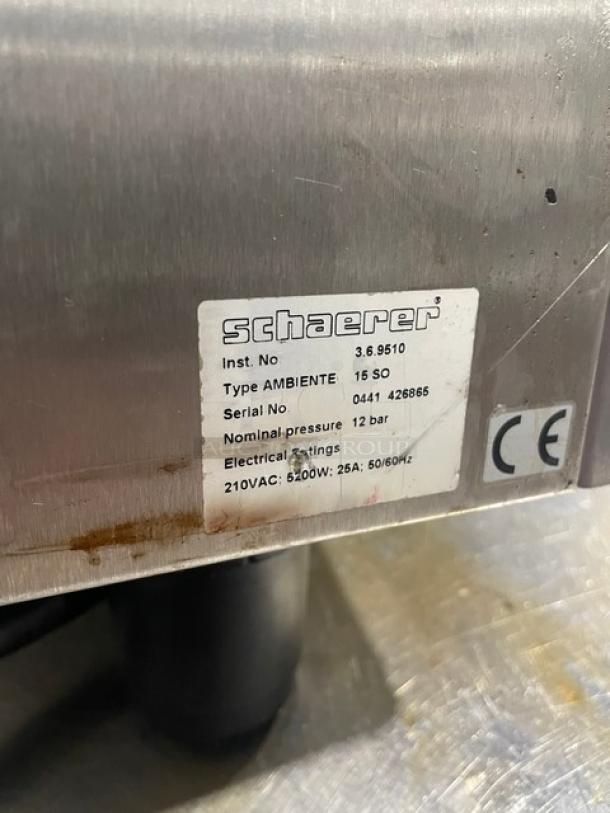 Schaerer Starbucks Style Commercial Stainless Steel Electric Powered Countertop Super Automatic Espresso Machine! With Hot Water Dispenser & Steam Wand! With Hoppers! Model: Verisimo 701 SN: 0441426865! 210V! On Legs! - Image 8 of 9