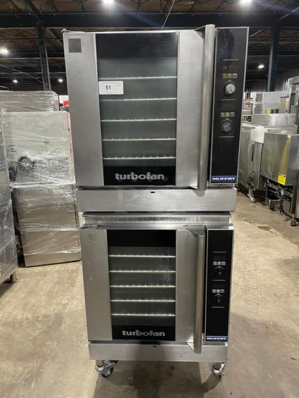 Moffat TurboFan Series Commercial Stainless Steel Natural Gas Powered Double Stacked Steam Injecting Convection Oven! With Wire Oven Racks! Model: USG32D5-1-N SN: 1877339! On Casters! 2X Your Bid Makes One Unit! - Image 1 of 11