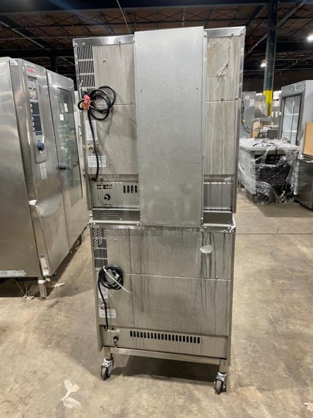 Moffat TurboFan Series Commercial Stainless Steel Natural Gas Powered Double Stacked Steam Injecting Convection Oven! With Wire Oven Racks! Model: USG32D5-1-N SN: 1877339! On Casters! 2X Your Bid Makes One Unit! - Image 3 of 11