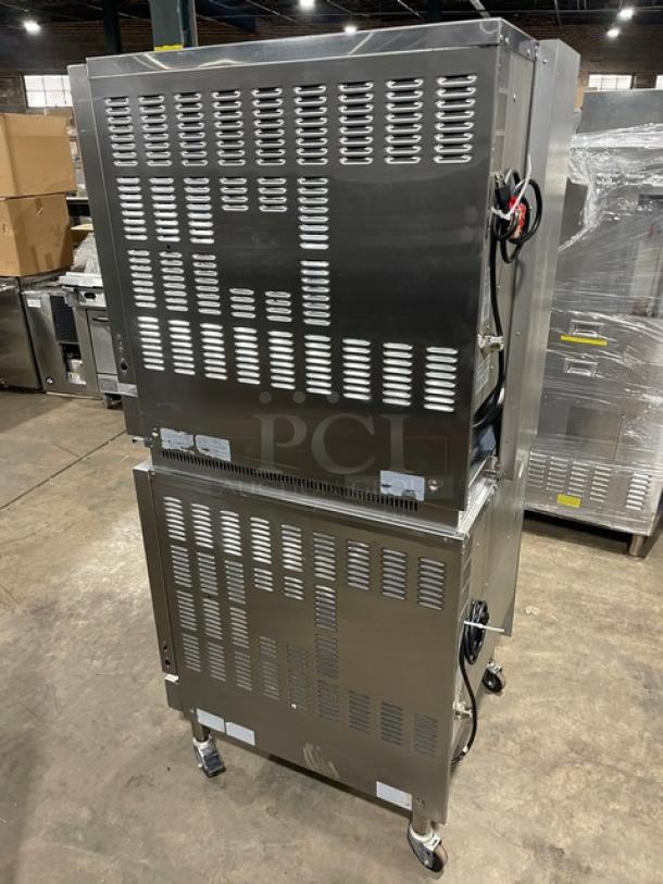 Moffat TurboFan Series Commercial Stainless Steel Natural Gas Powered Double Stacked Steam Injecting Convection Oven! With Wire Oven Racks! Model: USG32D5-1-N SN: 1877339! On Casters! 2X Your Bid Makes One Unit! - Image 4 of 11