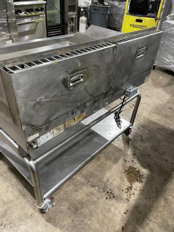 Wood Stone Commercial Stainless Steel Natural Gas Powered Countertop Plancha Griddle! With Back & Side Splash! With Single Undershelf Equipment Cart! On Casters! - Image 4 of 10