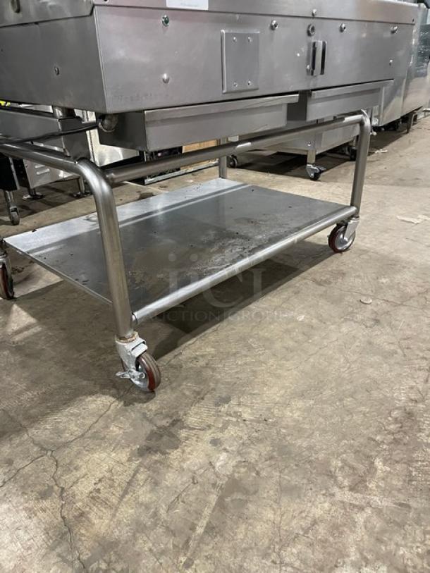 Wood Stone Commercial Stainless Steel Natural Gas Powered Countertop Plancha Griddle! With Back & Side Splash! With Single Undershelf Equipment Cart! On Casters! - Image 7 of 10