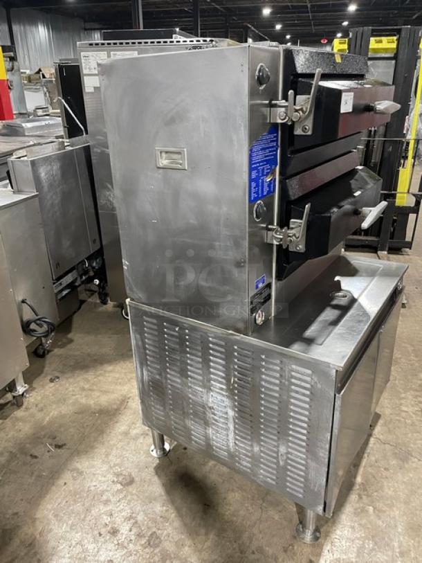Cleveland Range Commercial Stainless Steel Natural Gas Powered 2-Compartment Pressure Steamer! With Indvidual Controls! With Enclosed Cabinet Base! On Legs! - Image 3 of 9