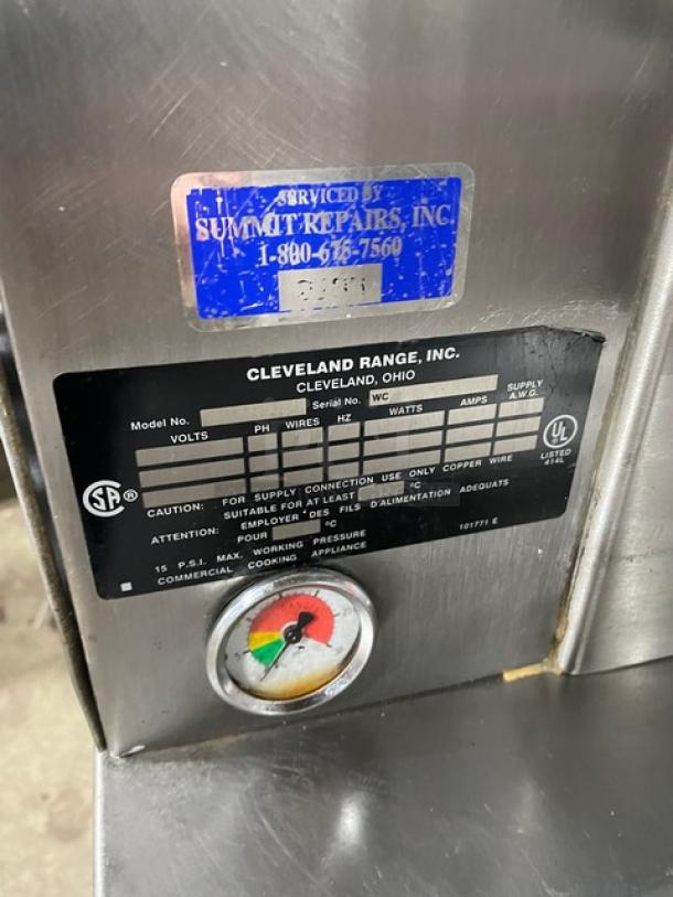 Cleveland Range Commercial Stainless Steel Natural Gas Powered 2-Compartment Pressure Steamer! With Indvidual Controls! With Enclosed Cabinet Base! On Legs! - Image 6 of 9