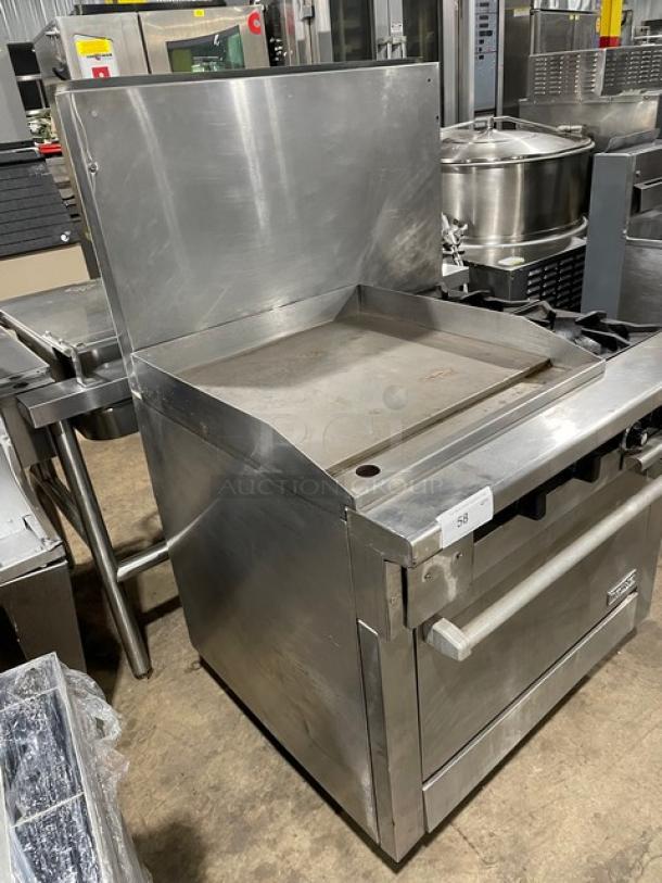 Therma-Tek Commercial Stainless Steel Natural Gas Powered Flat Griddle/2 Burner Split Top Range & Oven Combo! With Back Splash! Model: TMDS36-24G-2-1N SN: 11K02659C! On Legs! - Image 2 of 8