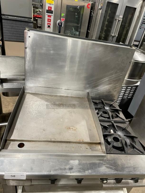 Therma-Tek Commercial Stainless Steel Natural Gas Powered Flat Griddle/2 Burner Split Top Range & Oven Combo! With Back Splash! Model: TMDS36-24G-2-1N SN: 11K02659C! On Legs! - Image 5 of 8