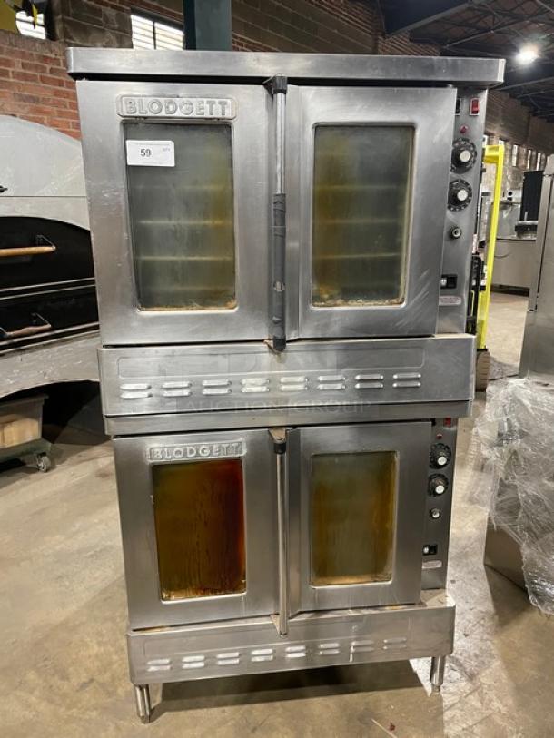 Blodgett Commercial Stainless Steel Natural Gas Powered Double Stacked Convection Oven! With Thermostatic Controls! With Wire Oven Racks! On Legs! 2X Your Bid Makes One Unit! - Image 1 of 9