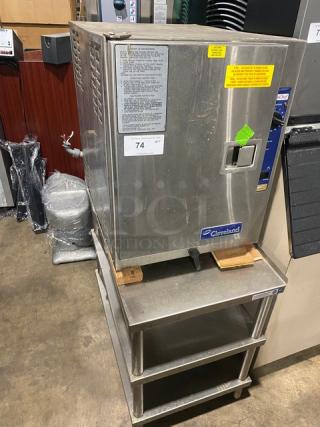 Cleveland Range SteamChef Series Commercial Stainless Steel Electric Powered Countertop 6-Pan Broilerless Convection Steamer! With Built In Pan Holding Rack! With Double Undershelf Equipment Stand! Model: 22CET6 SN: 87623-04I-01! 208V 3 Phase! On Legs!