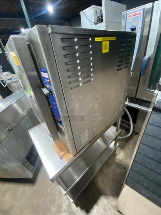Cleveland Range SteamChef Series Commercial Stainless Steel Electric Powered Countertop 6-Pan Broilerless Convection Steamer! With Built In Pan Holding Rack! With Double Undershelf Equipment Stand! Model: 22CET6 SN: 87623-04I-01! 208V 3 Phase! On Legs! - Image 4 of 10