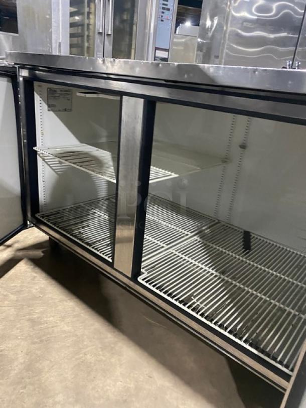 True Commercial Stainless Steel 2 Door Undercounter Worktop Refrigerator! With Poly Coated Wire Rack! Model: TUC-67 SN: 1-2241757! 115V 1 Phase! On Casters! - Image 5 of 7