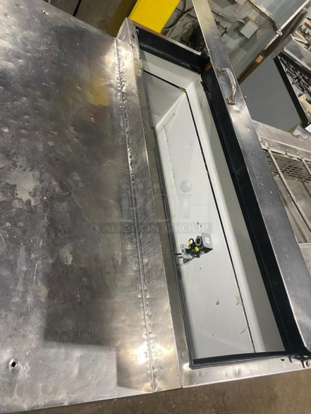 True Commercial Stainless Steel Single Door Refrigerated Bain Marie Style Mega Top Pizza Prep Table! With Poly Coated Wire Racks! Model: TPP-44 SN: 1-2245941! 115V 1 Phase! On Casters! - Image 8 of 9