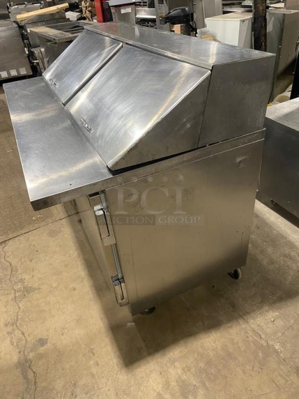 Beverage-Air Commercial Stainless Steel 2 Door Refrigerated Bain Marie Style Mega Top Salad/Sandwich Prep Table! With Poly Coated Wire Rack! Model: SUR60-24M SN: 4506667! 115V 1 Phase! On Casters! - Image 3 of 9