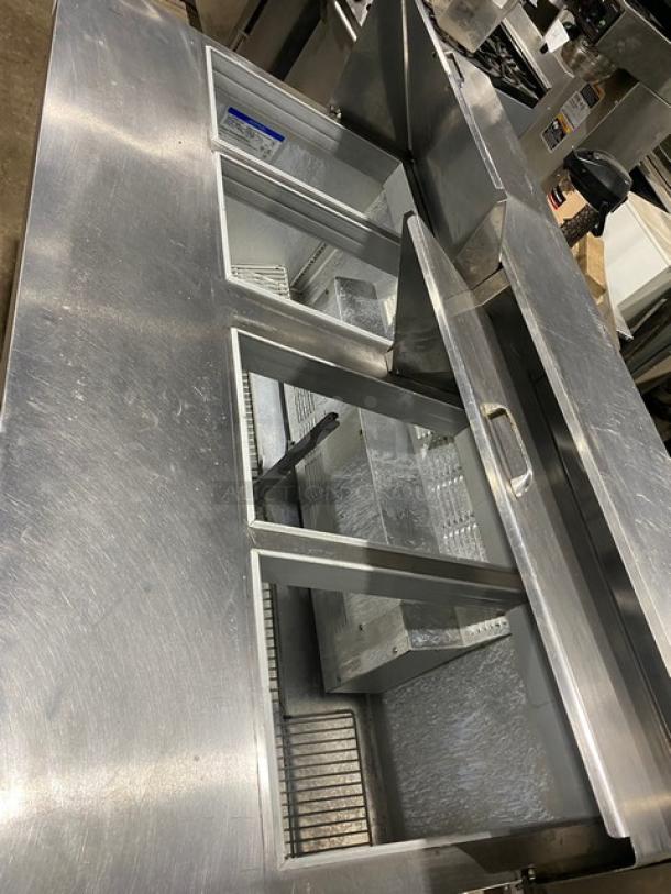 Beverage-Air Commercial Stainless Steel 2 Door Refrigerated Bain Marie Style Mega Top Salad/Sandwich Prep Table! With Poly Coated Wire Rack! Model: SUR60-24M SN: 4506667! 115V 1 Phase! On Casters! - Image 8 of 9