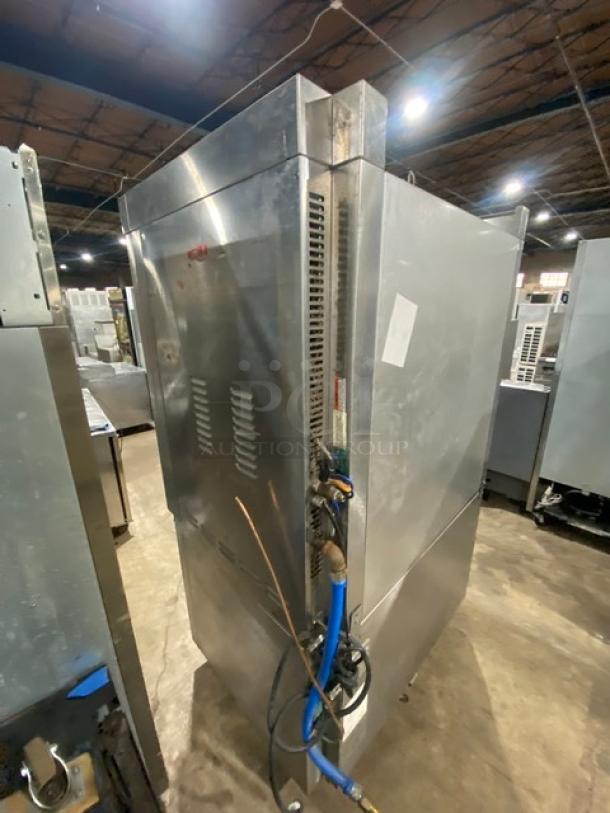 Hobart Commercial Stainless Steel Natural Gas Powered Mini Rotating Rack Oven/Hobart Electric Powered 2 Door Proofer Cabinet Combo! With Digital Controls! Built In Pan Holding Racks! Model: HO300G/HPC800 SN: 24-1049044! 120V 1 Phase! On Legs! ALL ONE MONEY! - Image 4 of 10