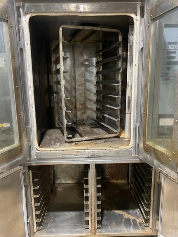 Hobart Commercial Stainless Steel Natural Gas Powered Mini Rotating Rack Oven/Hobart Electric Powered 2 Door Proofer Cabinet Combo! With Digital Controls! Built In Pan Holding Racks! Model: HO300G/HPC800 SN: 24-1049044! 120V 1 Phase! On Legs! ALL ONE MONEY! - Image 6 of 10