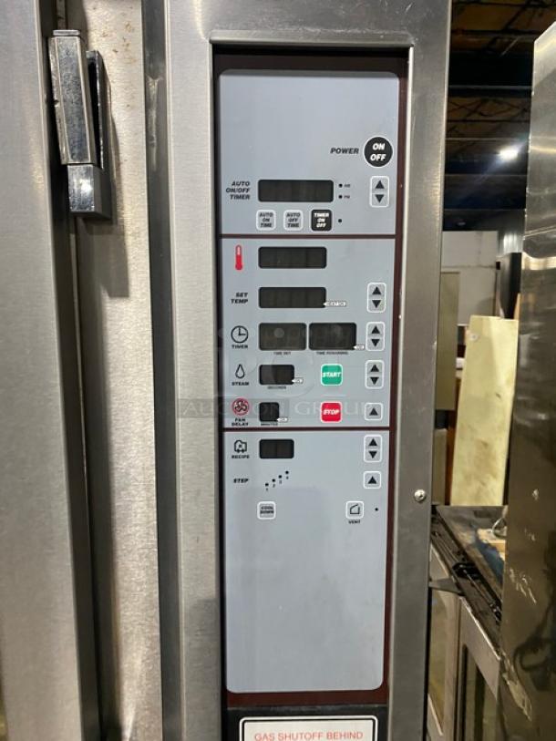 Hobart Commercial Stainless Steel Natural Gas Powered Mini Rotating Rack Oven/Hobart Electric Powered 2 Door Proofer Cabinet Combo! With Digital Controls! Built In Pan Holding Racks! Model: HO300G/HPC800 SN: 24-1049044! 120V 1 Phase! On Legs! ALL ONE MONEY! - Image 8 of 10