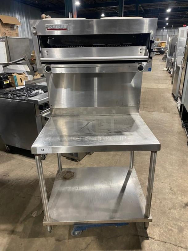 Garland Commercial Stainless Steel Natural Gas Powered Overhead Salamander Broiler/Cheese Melter! With Single Undershelf Worktop Table! On Legs! - Image 1 of 9