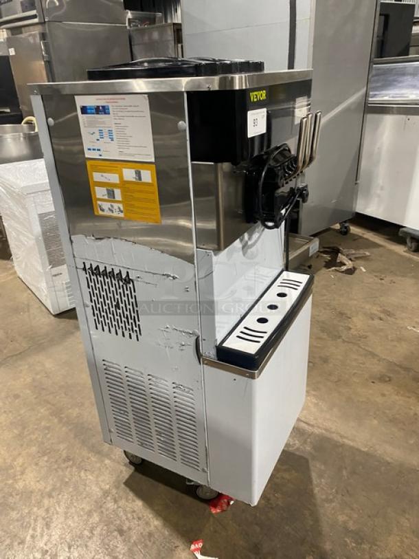 Vevor Commercial Stainless Steel Electric Powered Dual Flavor/Twist Soft Serve Ice Cream/Frozen Yogurt Machine! With 2 Hoppers & 3 Dispensers! With Drip Tray! Model: YKF-8228H SN: 231025639020006! 110V! On Casters! - Image 2 of 9