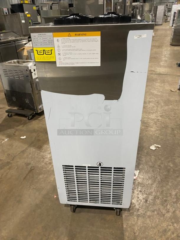 Vevor Commercial Stainless Steel Electric Powered Dual Flavor/Twist Soft Serve Ice Cream/Frozen Yogurt Machine! With 2 Hoppers & 3 Dispensers! With Drip Tray! Model: YKF-8228H SN: 231025639020006! 110V! On Casters! - Image 3 of 9