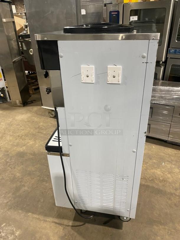 Vevor Commercial Stainless Steel Electric Powered Dual Flavor/Twist Soft Serve Ice Cream/Frozen Yogurt Machine! With 2 Hoppers & 3 Dispensers! With Drip Tray! Model: YKF-8228H SN: 231025639020006! 110V! On Casters! - Image 4 of 9
