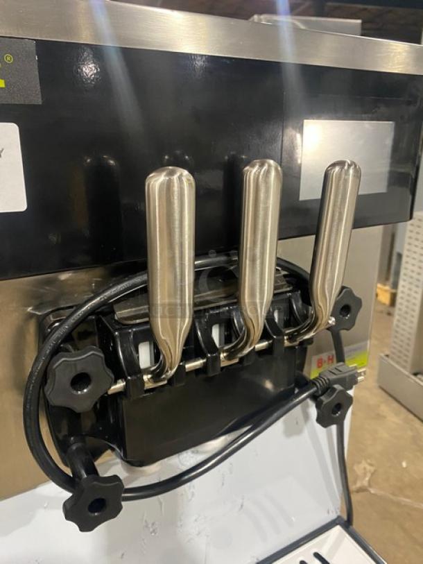 Vevor Commercial Stainless Steel Electric Powered Dual Flavor/Twist Soft Serve Ice Cream/Frozen Yogurt Machine! With 2 Hoppers & 3 Dispensers! With Drip Tray! Model: YKF-8228H SN: 231025639020006! 110V! On Casters! - Image 5 of 9