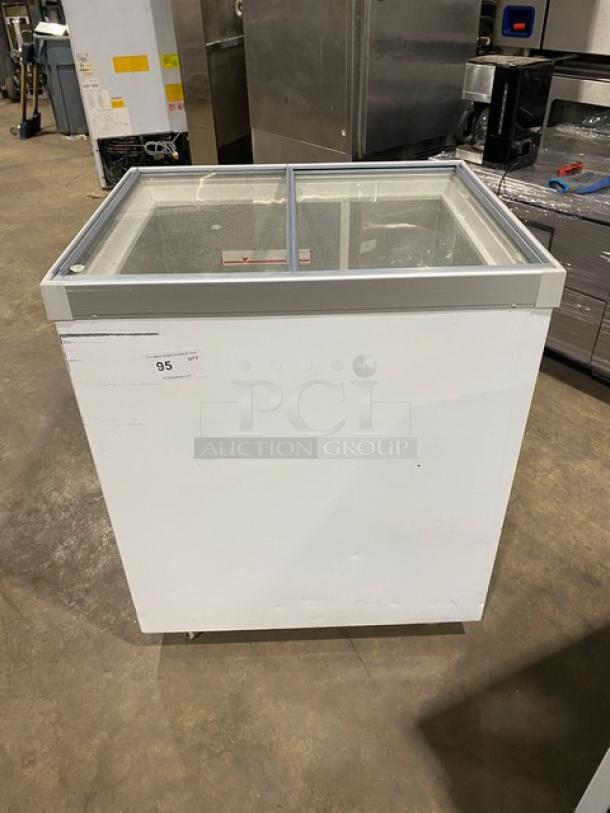 VestFrost Commercial White Flat-Top Ice Cream/Frozen Yogurt Display Chest Freezer! With Double Top Sliding Glass Doors! Model: SCF630 SN: 20133270436! 115V! On Casters! - Image 1 of 7