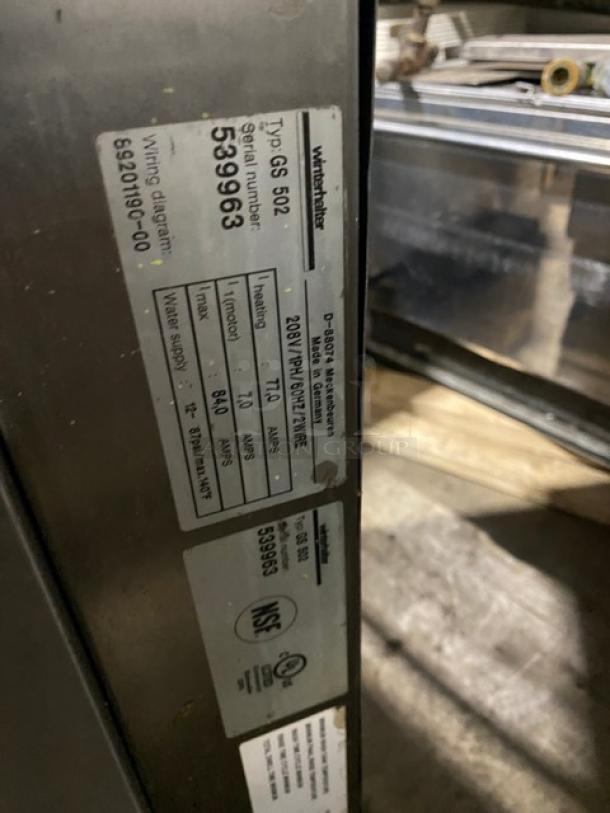 WinterHalter Commercial Stainless Steel Electric Powered Pass-Through Dishwasher! With Digital Controls! Model: GS 502 SN: 539963! 208V 1 Phase! On Legs! - Image 8 of 9