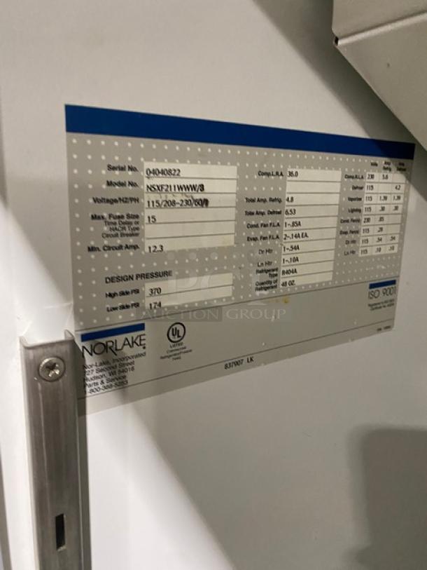 Norlake Commercial White Single Door Reach In Storage Freezer! With Poly Coated Wire Rack! Model: MSXF211WWW/8 SN: 04040822! 115/208-230V! - Image 6 of 8