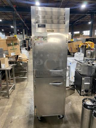 Traulsen Commercial Stainless Steel Solid Half Door Single Section Reach In Refrigerator! With Wired Racks! Model: AHT132DUT-HHS SN: 22K03632! 115V 1 Phase! On Casters!