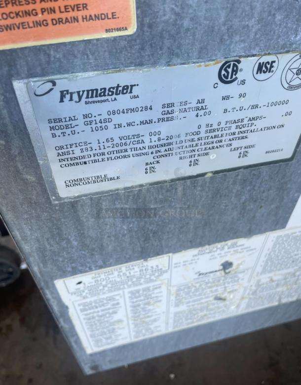 DEEP FRYER 40LBS,
NATURAL GAS. - Image 3 of 6