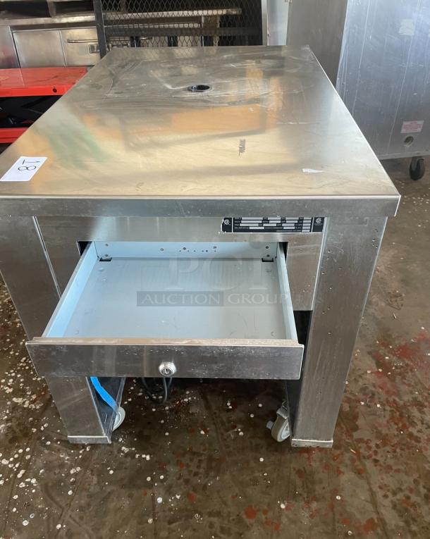 CUSTOM MADE, STAINLESS STEEL COUNTER/ w DRAWER on CASTERS/ 120 VOLTS - Image 4 of 5