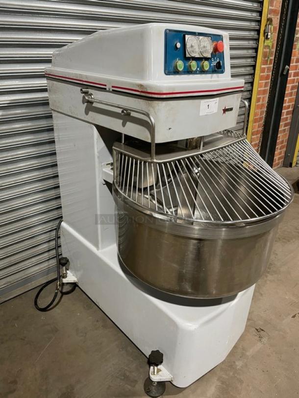 WOW! Omcan! 2020 Late Model! Commercial Heavy Duty Electric Powered Spiral Dough Mixer! With Stainless Steel Bowl Guard & Mixing Bowl! With Spiral Dough Hook Attachment! Model: FM60 SN: 20020600023! 220V 3 Phase! WORKING WHEN REMOVED! - Image 2 of 11