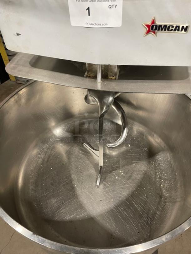 WOW! Omcan! 2020 Late Model! Commercial Heavy Duty Electric Powered Spiral Dough Mixer! With Stainless Steel Bowl Guard & Mixing Bowl! With Spiral Dough Hook Attachment! Model: FM60 SN: 20020600023! 220V 3 Phase! WORKING WHEN REMOVED! - Image 5 of 11