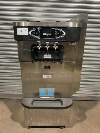 SWEET! Taylor! 2013 Late Model! Commercial Stainless Steel Electric Powered Dual Flavor & Twist Soft Serve Ice Cream/Frozen Yogurt Machine! With 2 Hoppers & 3 Dispensers! With Drip Tray! Model: C723-33 SN: M3066073! 208-230V 3 Phase! On Casters!