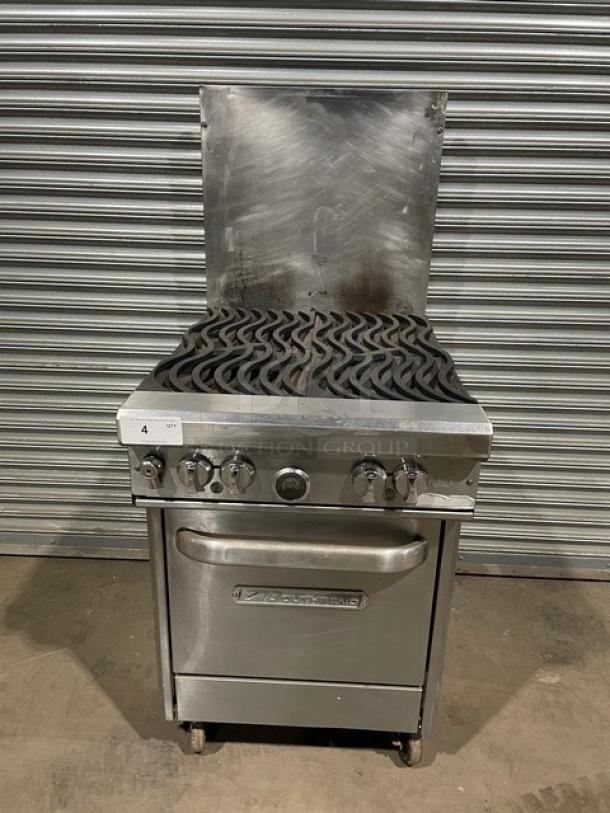 RARE FIND! Southbend! Late Model! Commercial Stainless Steel Natural Gas Powered 4 Burner Range/Oven Combo! With Non-Clog Wavy Grates! With Back Splash! With Wire Oven Rack! Model: 4242E SN: 17C61665! On Casters! WORKING WHEN REMOVED! - Image 1 of 12